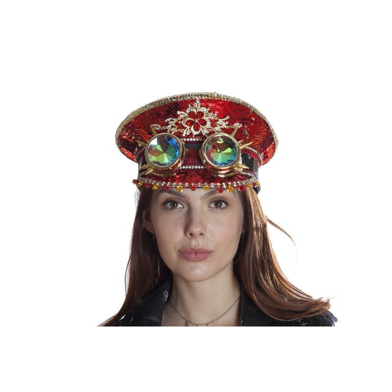 Burning man red sequin hat