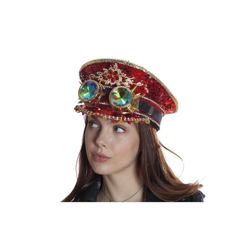 Burning man red sequin hat