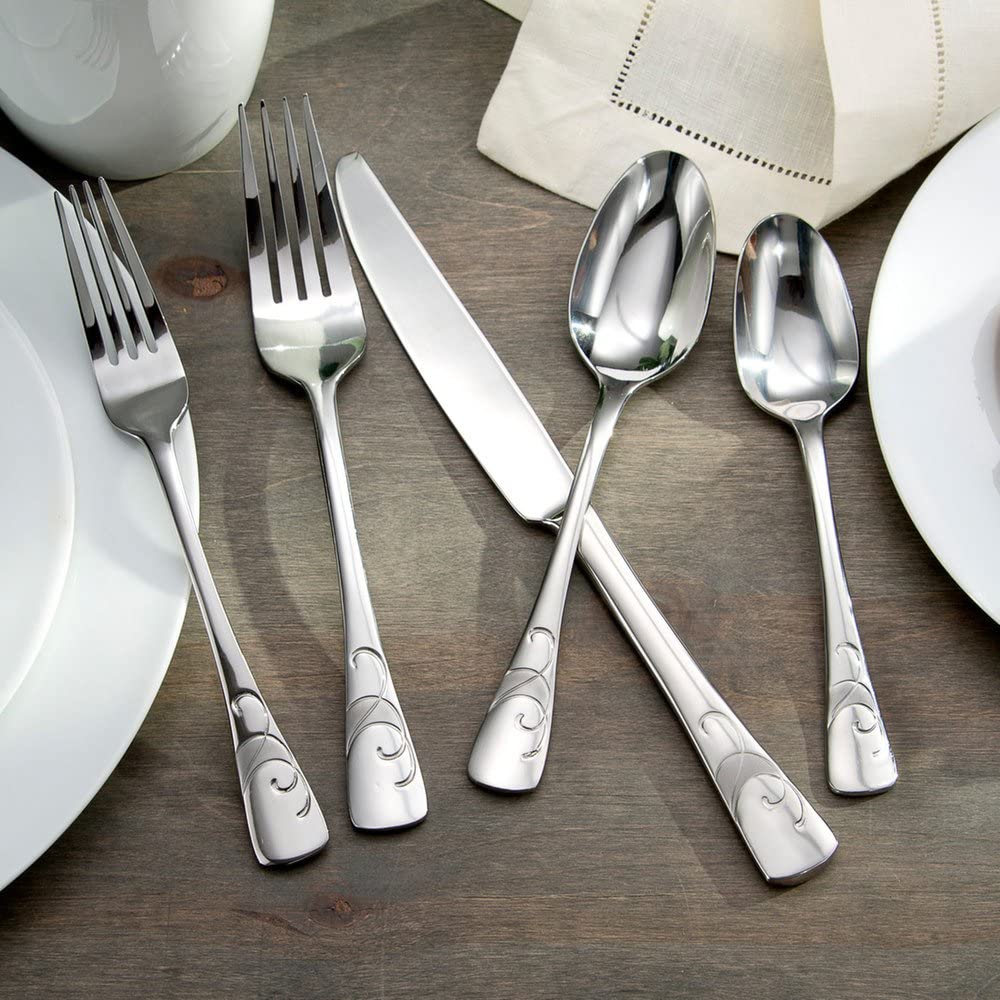 Serif 42 Piece Everyday Flatware Service for 8 Stainless Steel Silverware Set
