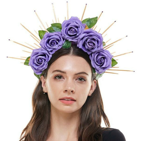 Day of the dead Floral Headband Purple