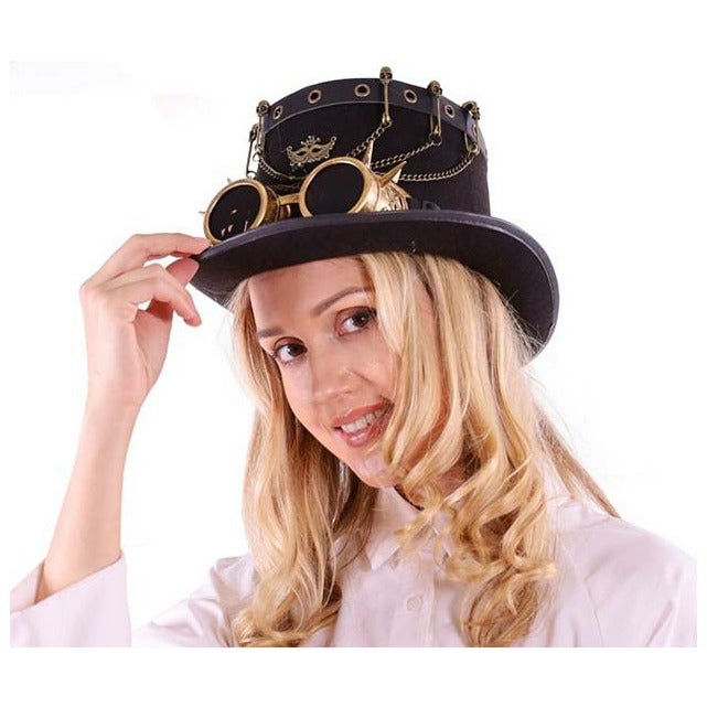 Steampunk Top hat w/Goggles & Access Brn