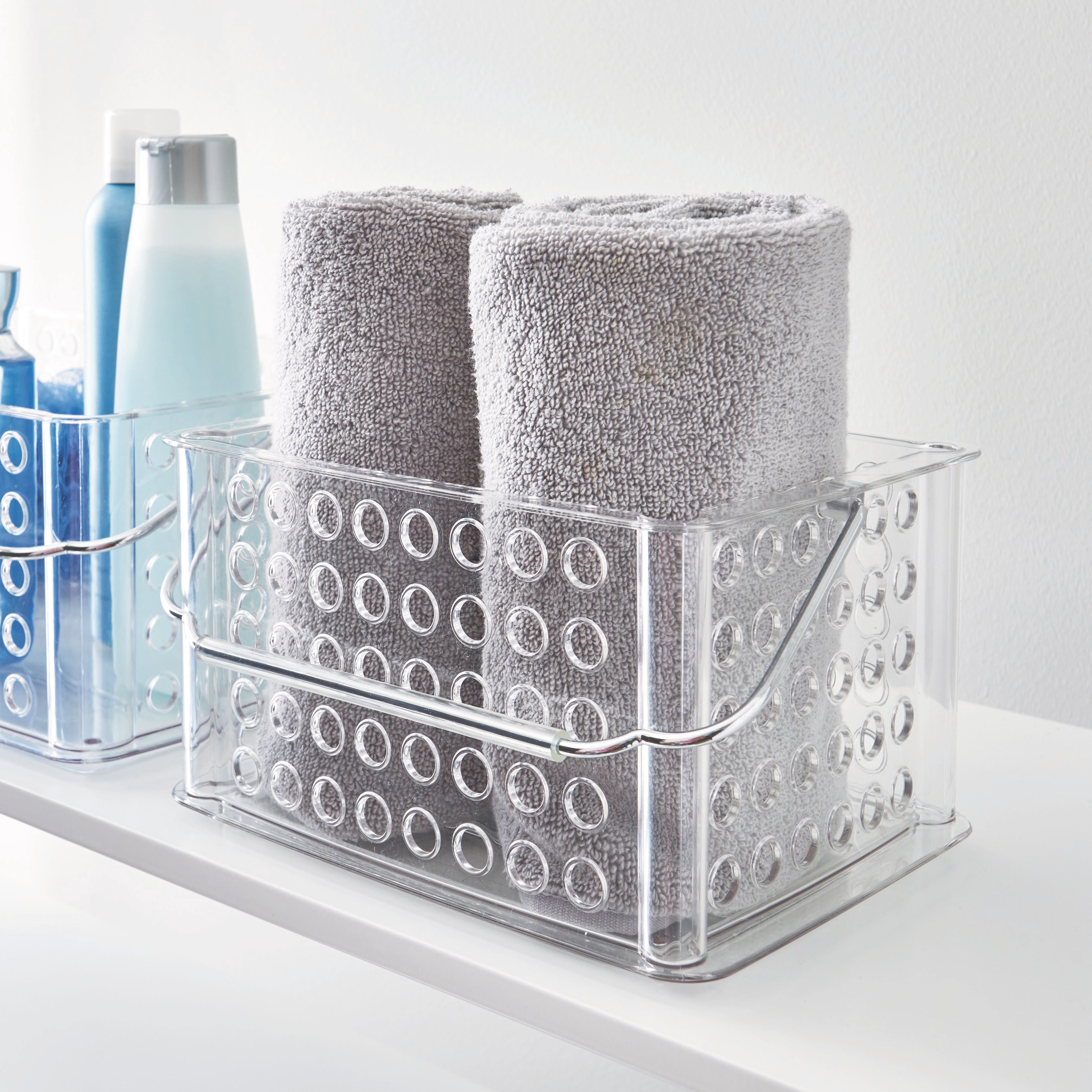 SMALL CIRCLES BASKET CLEAR with handle