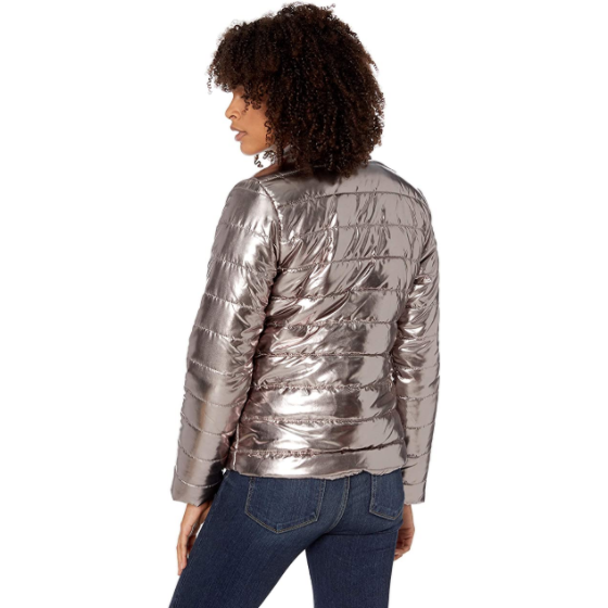 Womens Hand Stuffed Puffer Jacket Down Alternative Coat Bronze