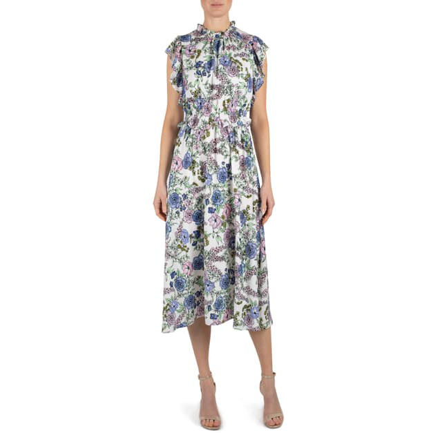 Vestido Con flores Azules y rosas