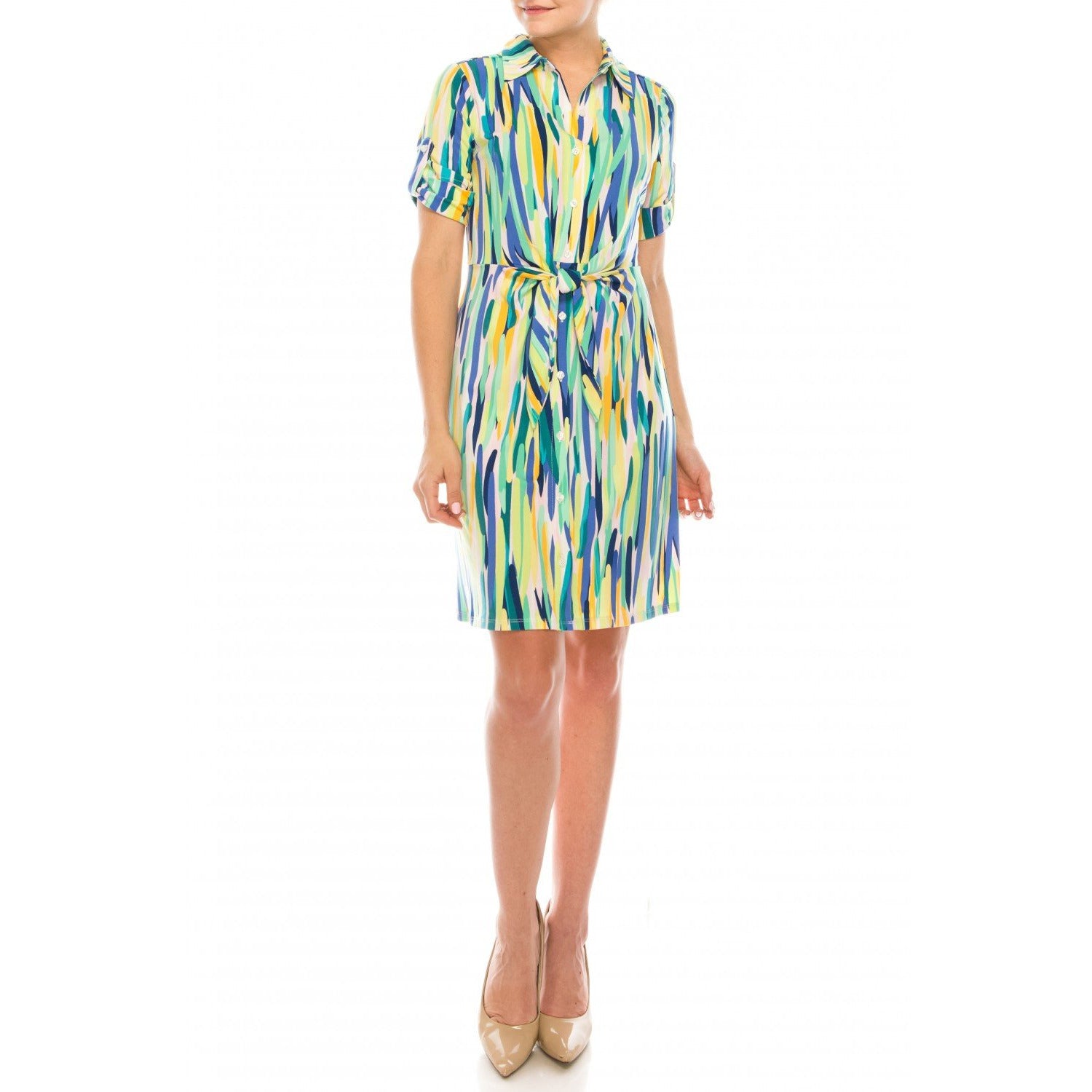 VESTIDO ESTAMPADO MULTICOLOR CON BOTONES