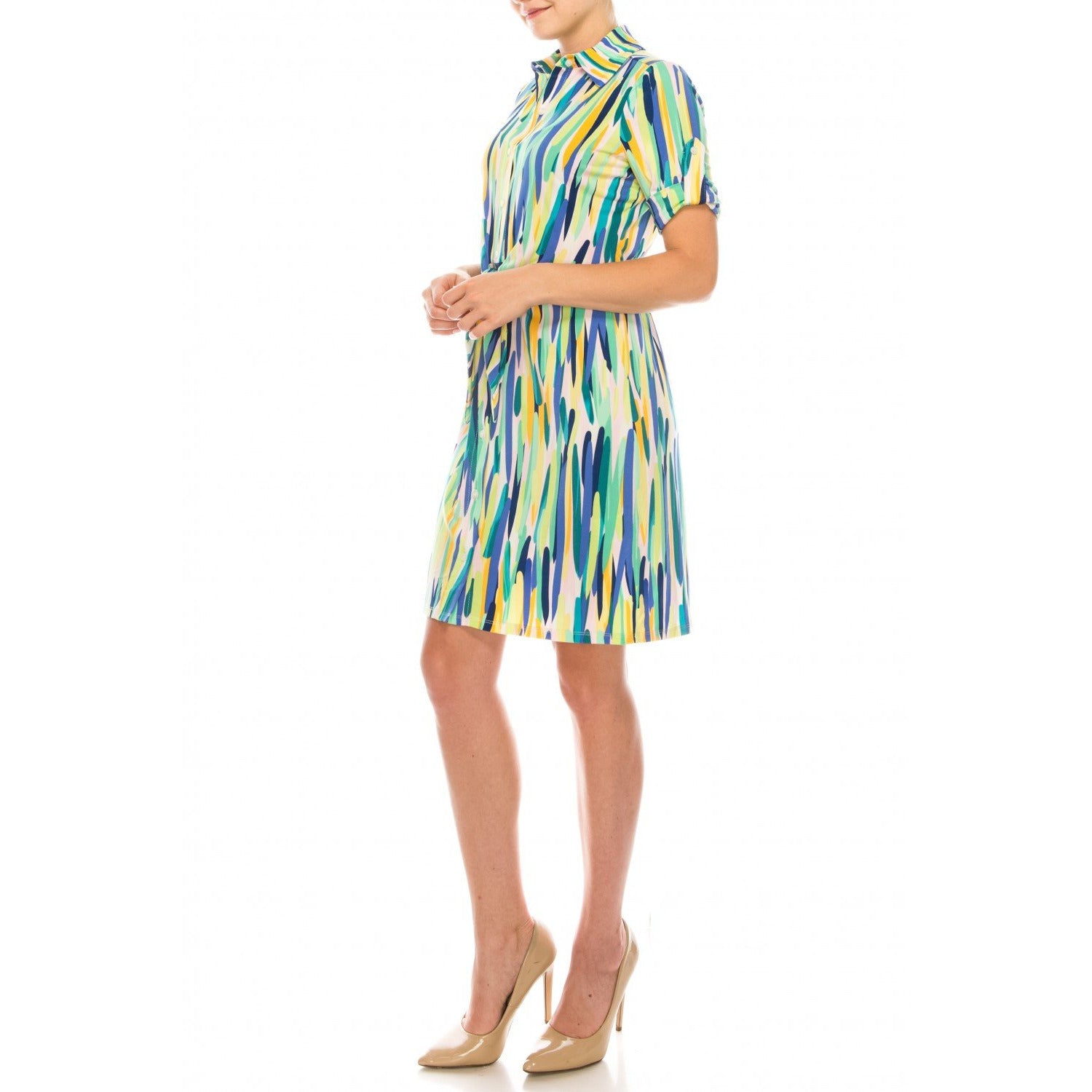 VESTIDO ESTAMPADO MULTICOLOR CON BOTONES