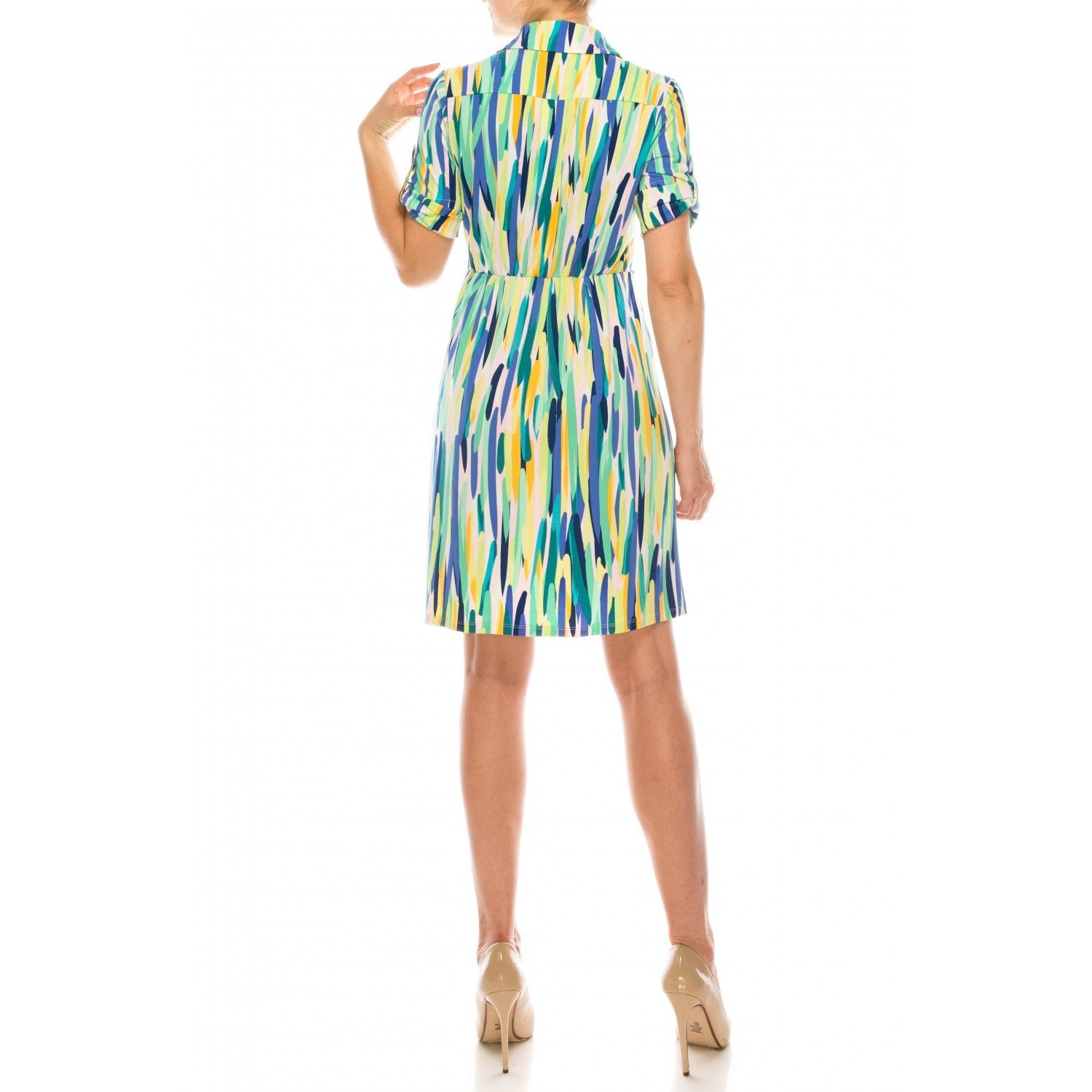 VESTIDO ESTAMPADO MULTICOLOR CON BOTONES