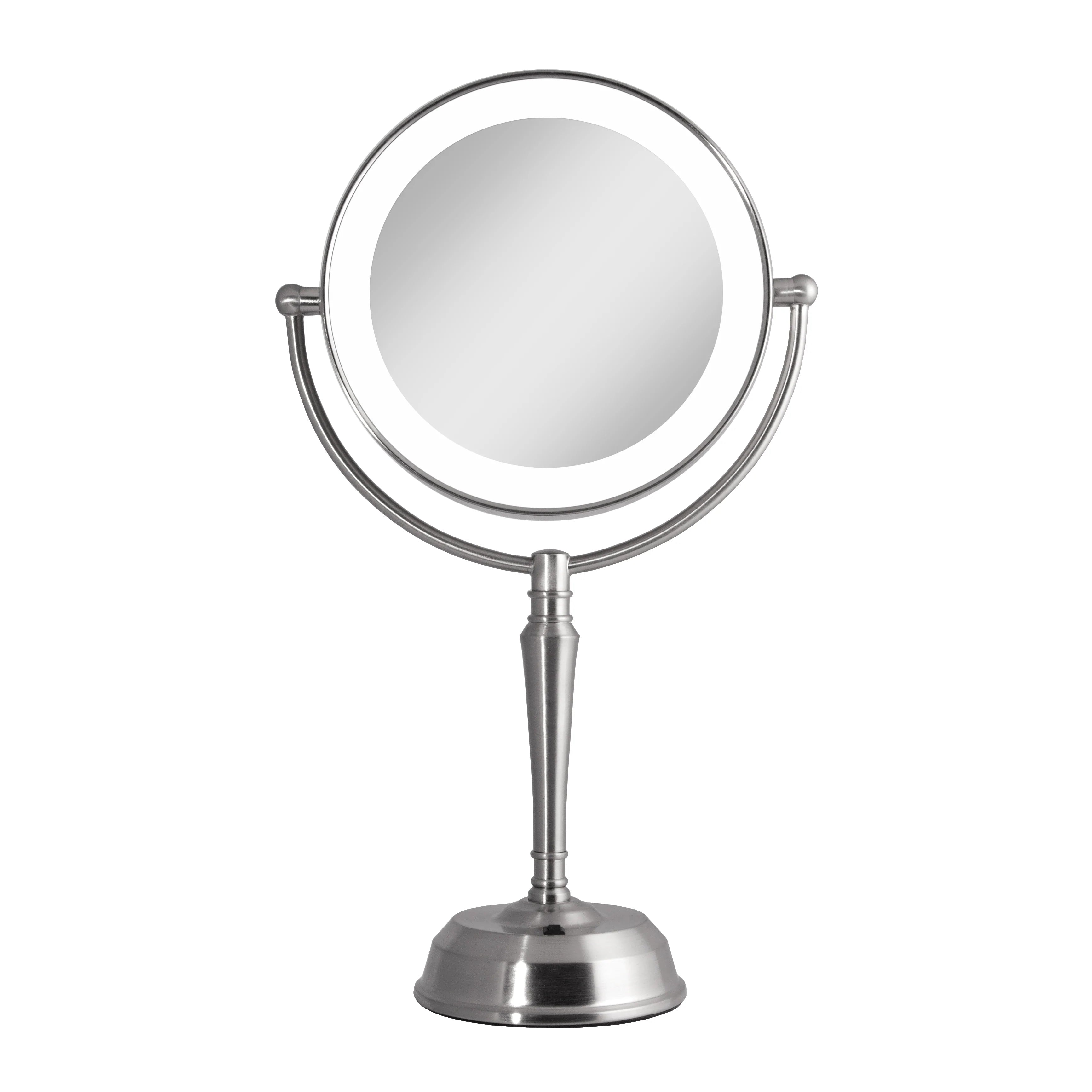 11" Round LED Rotating USB Charging Port Mirror 10X/1X
