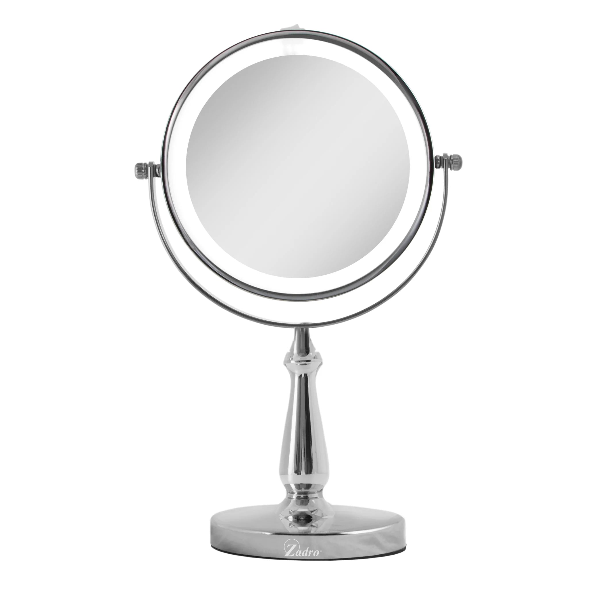 LED 1X/8X Vanity Mirror in Satin Nickel