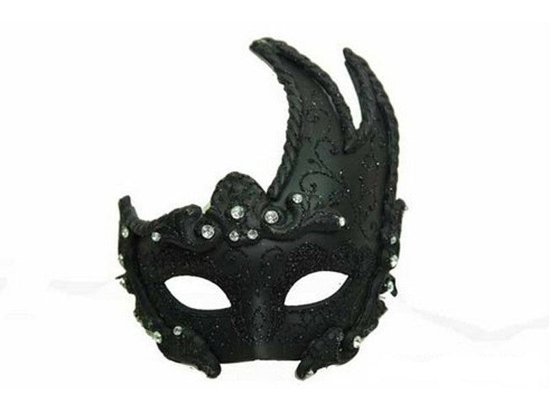 Venetian styled mask with crystal stones Black