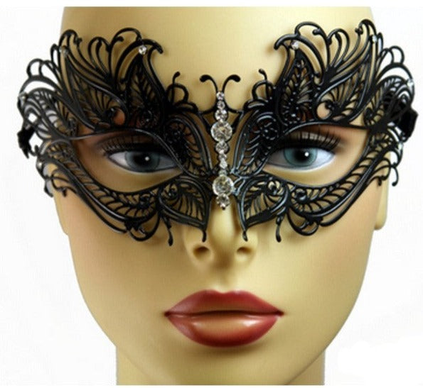 Laser-cut Metal Venetian mask Black