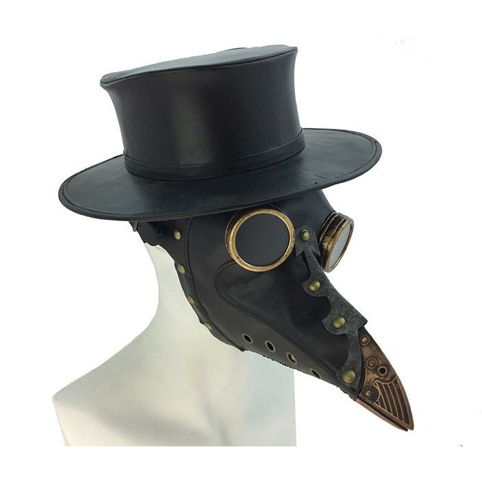 Black Plague Doctor Mask with Goggles