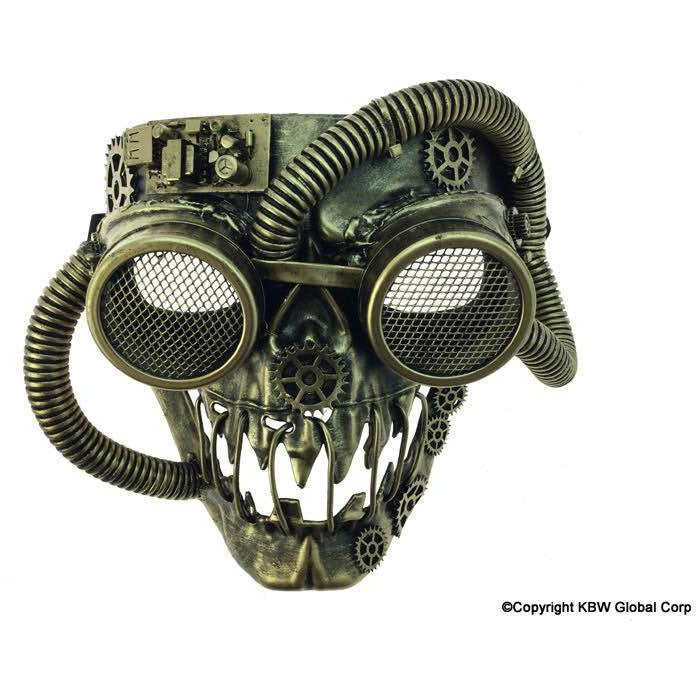 Steampunk Full Face Skull with Tubing in 3 colors