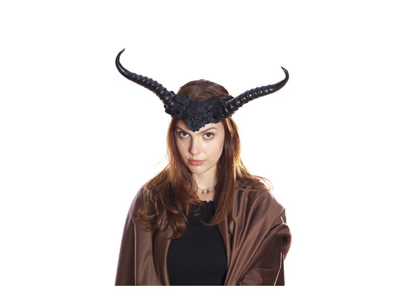 Black Floral Horned Headpiece
