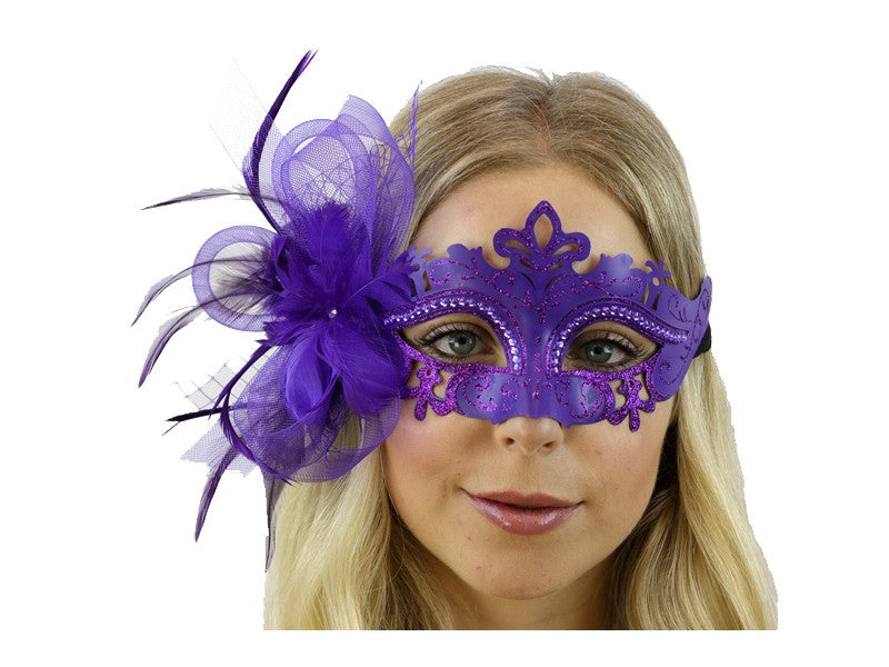 Venetian purple mask with feather