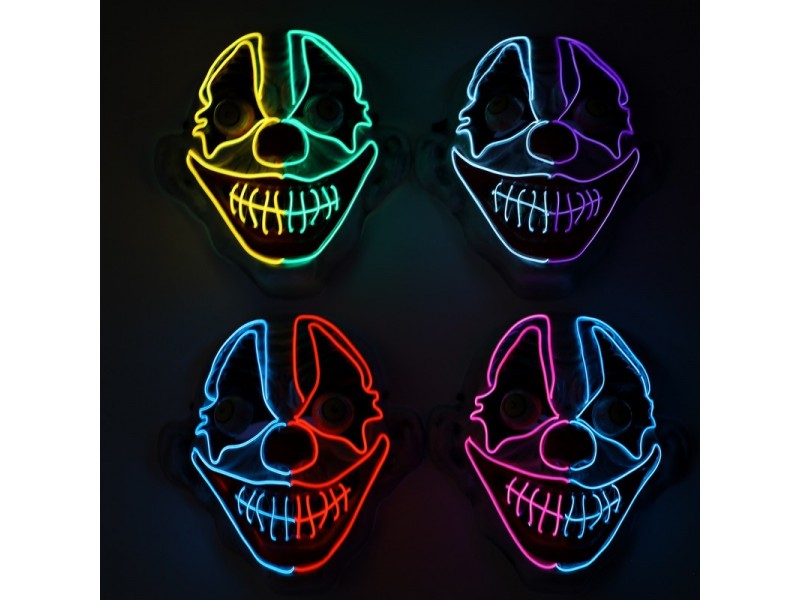 Neon light clown mask in 4 Colors