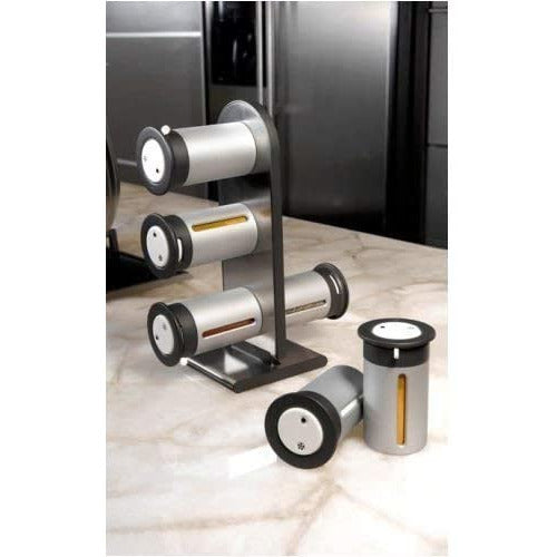 Zero Gravity Countertop Magnetic Spice Rack with Canister Metallic