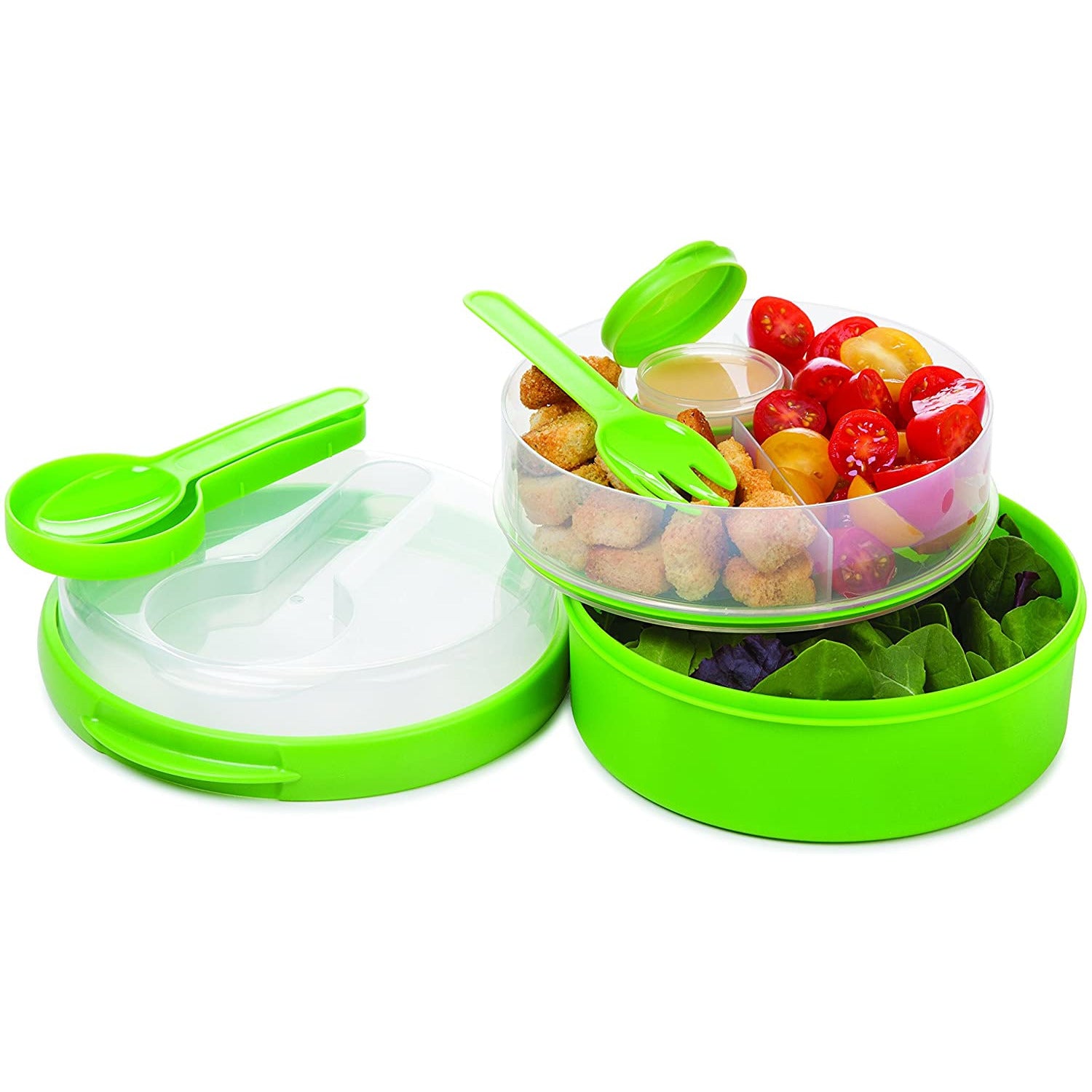On the Go Hand Held Lunch Box/Salad Bowl Green