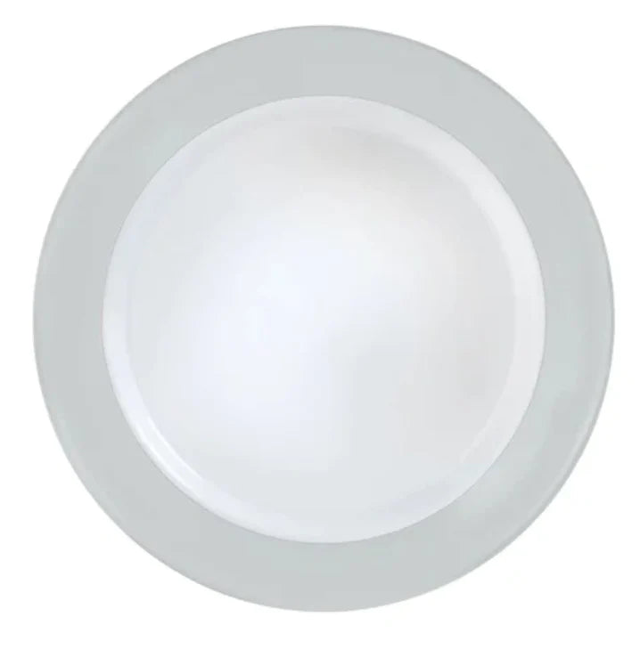 10.25" White Plate W/Solid Silver Hot Stamp