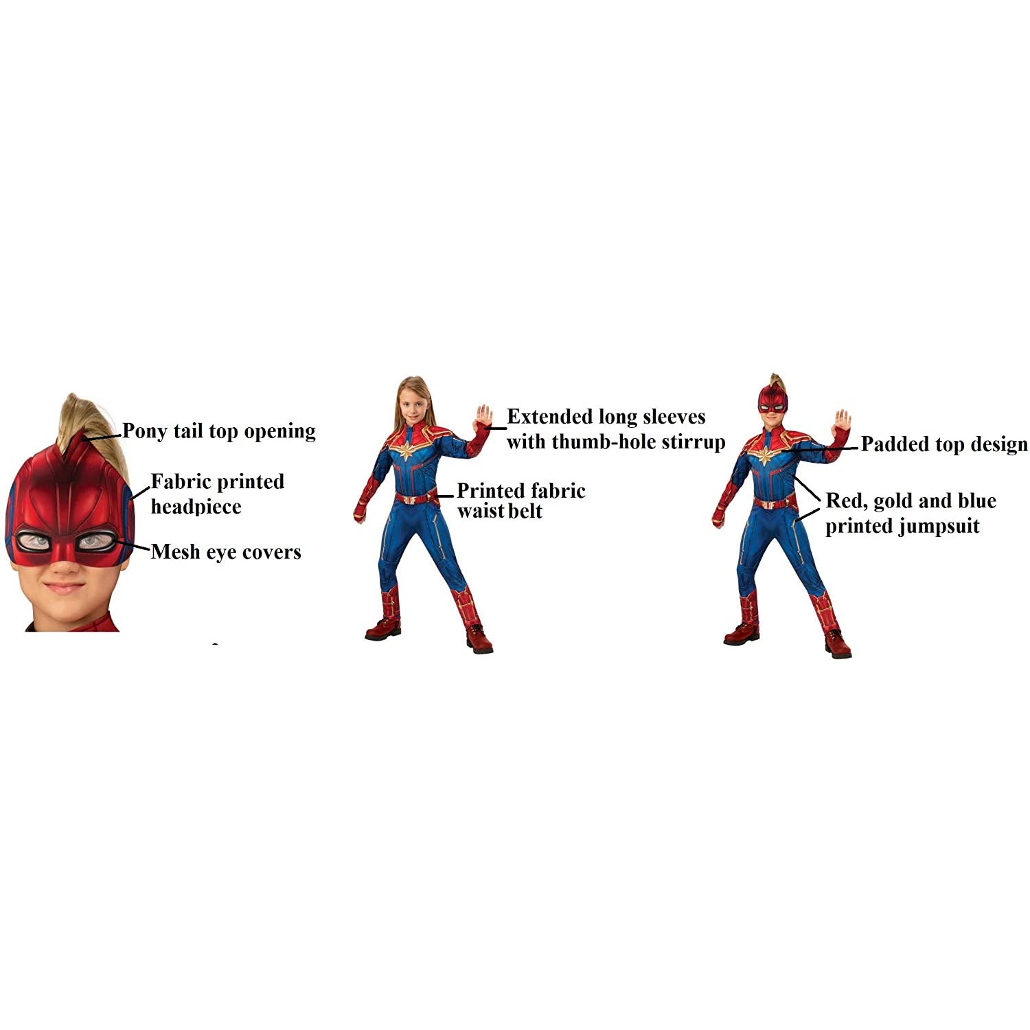 CAPTAIN MARVEL 3D MOLDED GIRL COSTUME