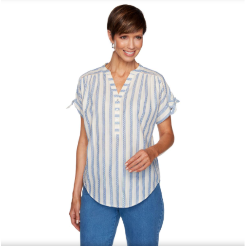 BLUSA DE RAYAS OCEANO Y ARENA RUBY RD