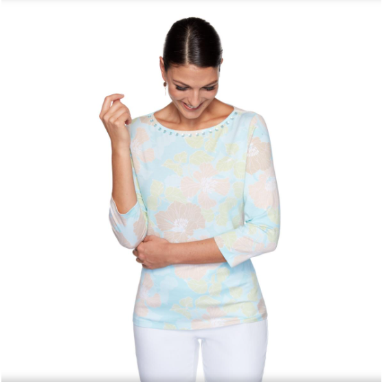 BLUSA CON DECORACIONES DE FLORES RUBY RD