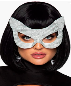 Faux Rhinestone Cat Mask