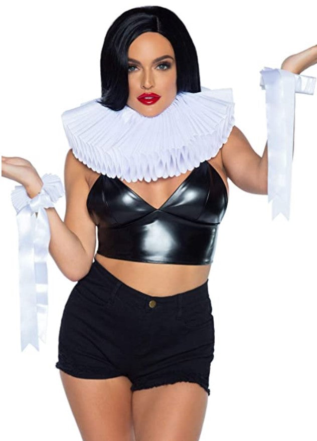 2PC Deluxe Ruffle Neck Piece White