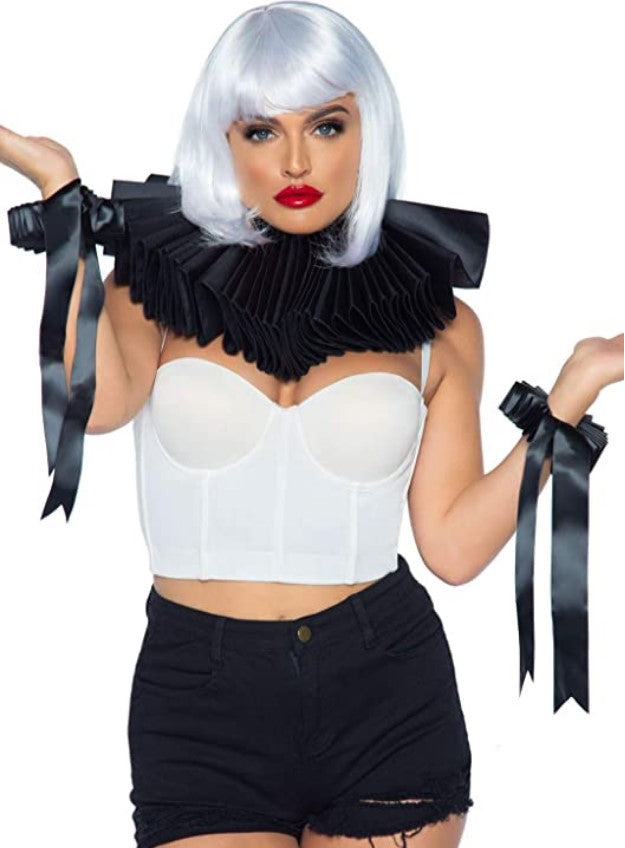 2PC Deluxe Ruffle Neck Piece Black