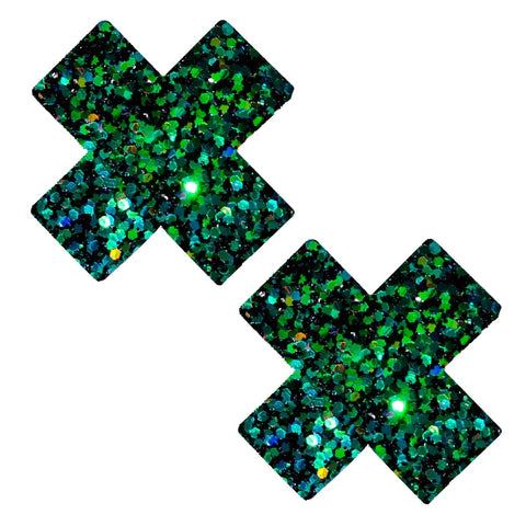 Super Sparkle Green Envy Chunky Glitter X Factor Nipple Cover Pasties