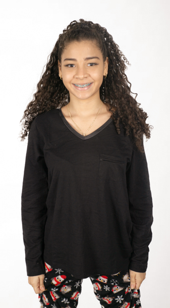 V Neck satin trim with pocket black