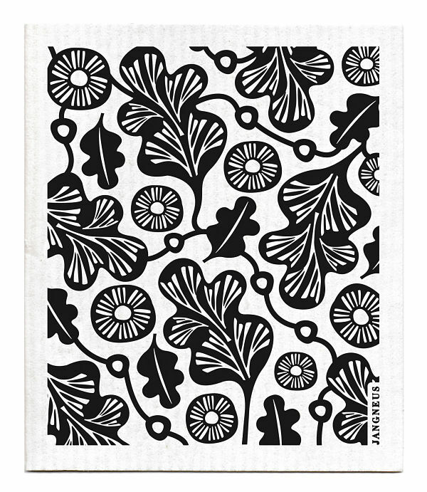 SWEDISH DISHCLOTH - OAK LEAF - BLACK