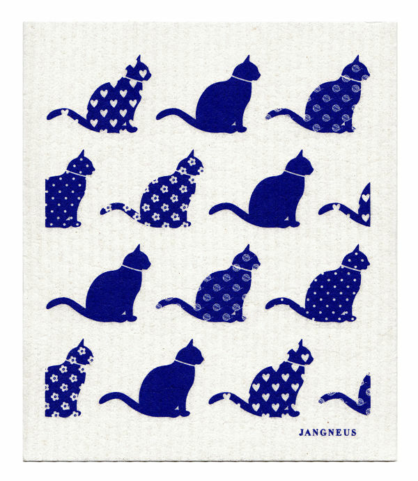 SWEDISH DISHCLOTH - CATS - BLUE