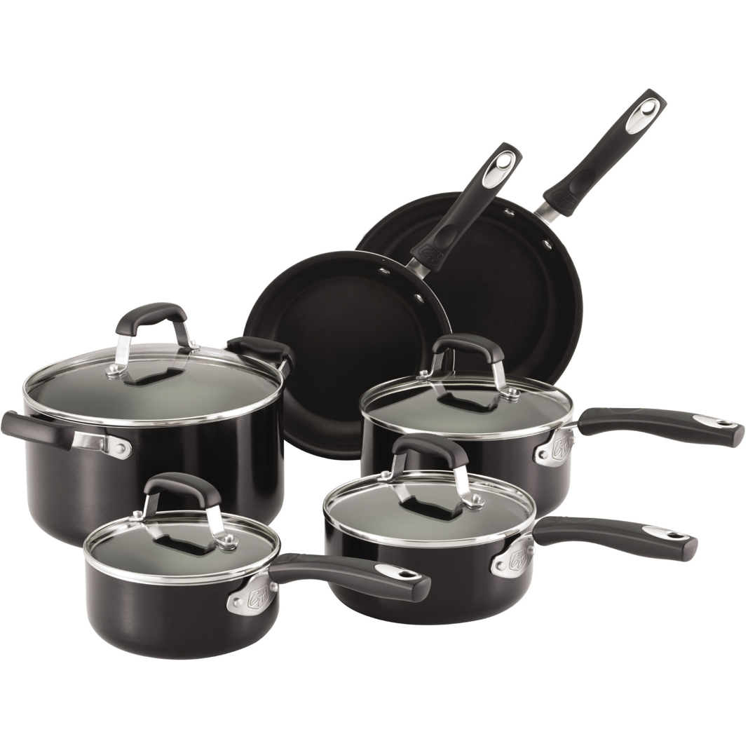 Guy Fieri 10 Piece Nonstick Aluminum Cookware Set Large, Black