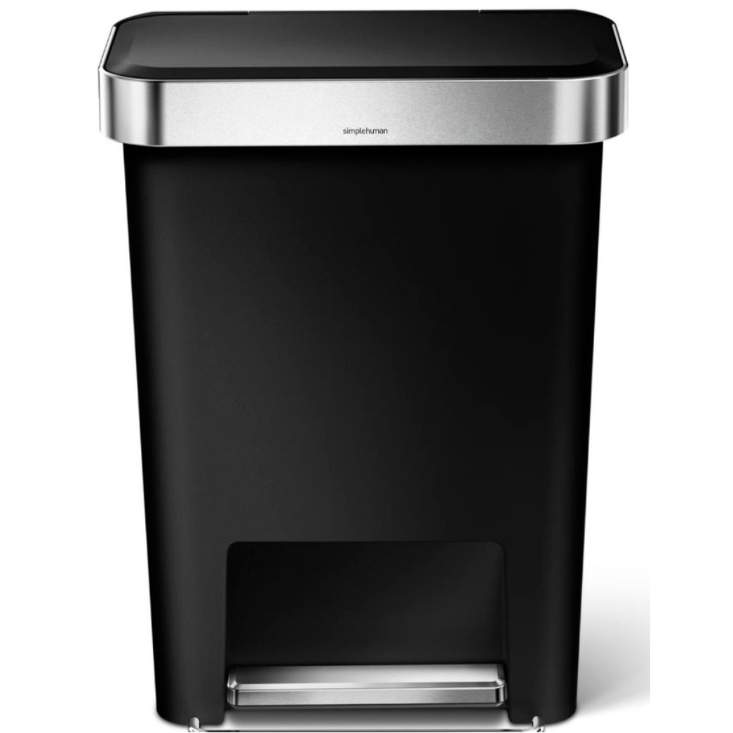 45L Rectangular Step Can Black Plastic