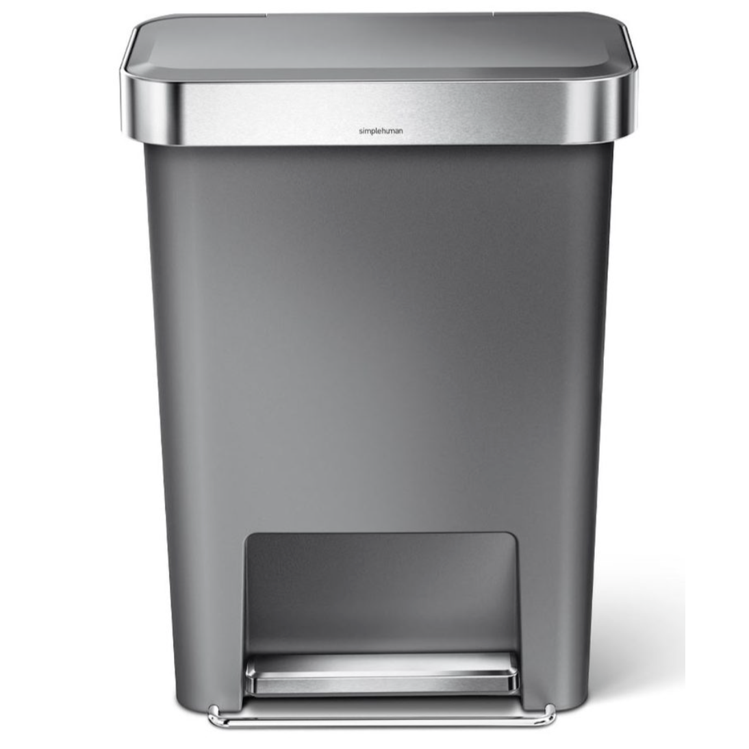 45L Rectangular Step Can Grey Plastic