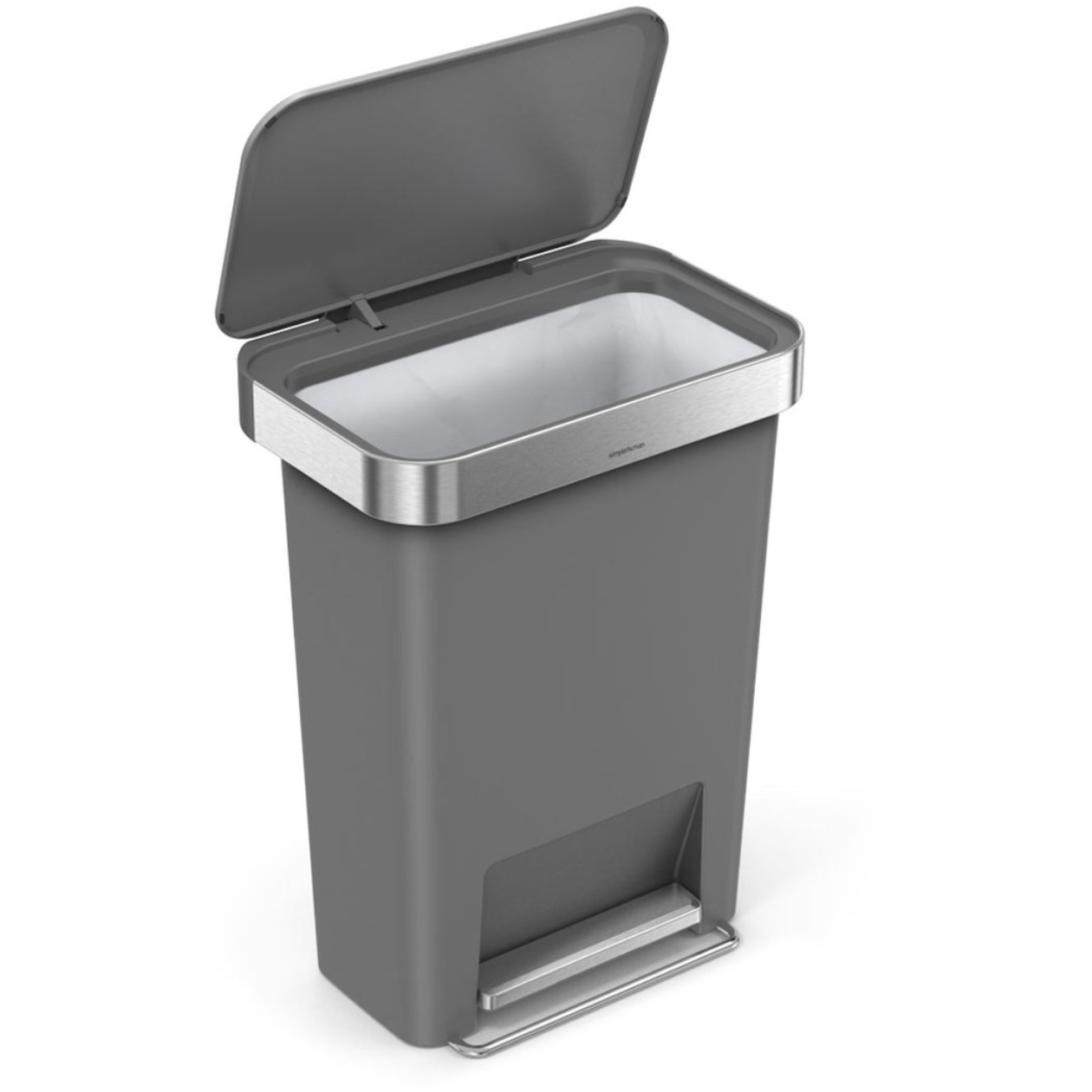45L Rectangular Step Can Grey Plastic