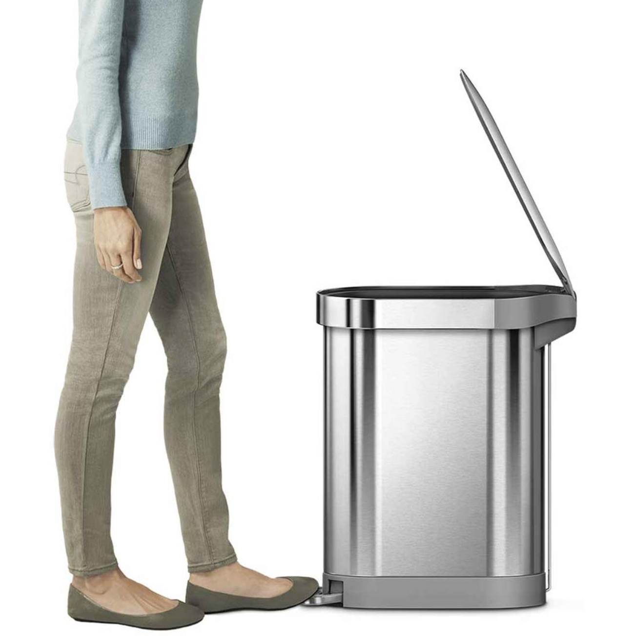 45L Slim Step Can Brushed Stainless Steel with Liner Rim