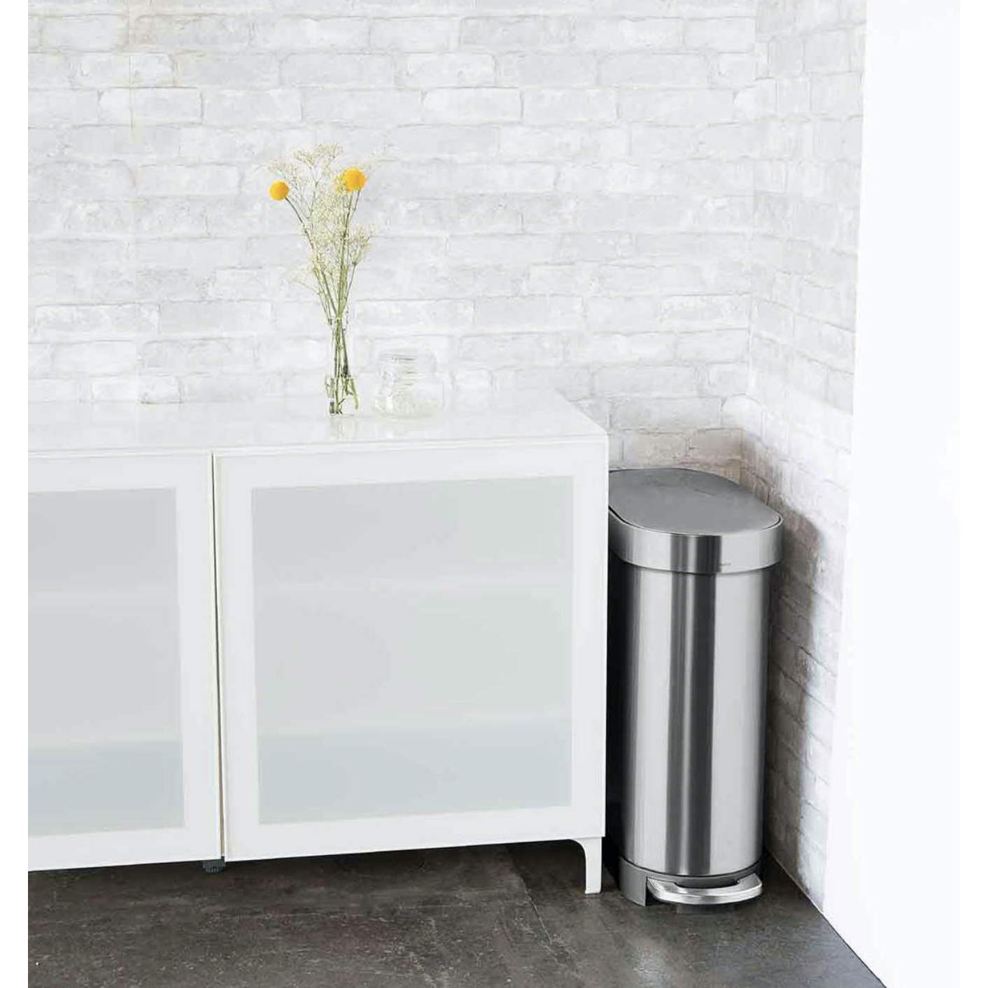 45L Slim Step Can Brushed Stainless Steel with Liner Rim