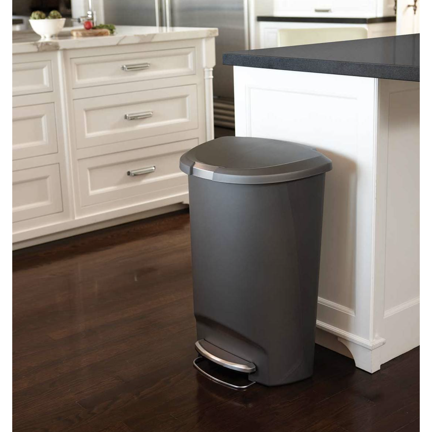 50 Litres Semi-round Step Can Grey Plastic