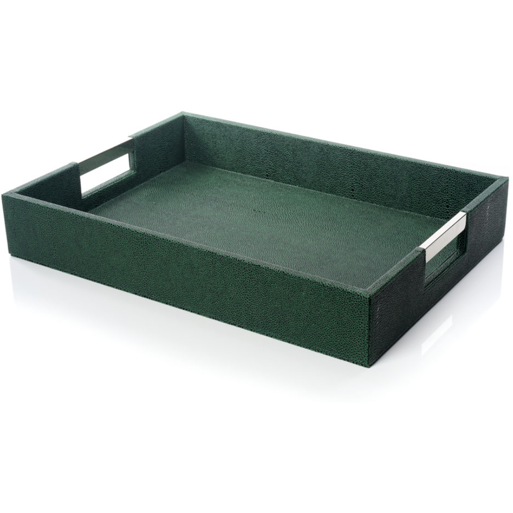 Green Faux Leather Tray