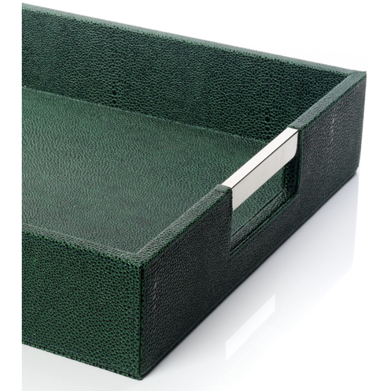 Green Faux Leather Tray