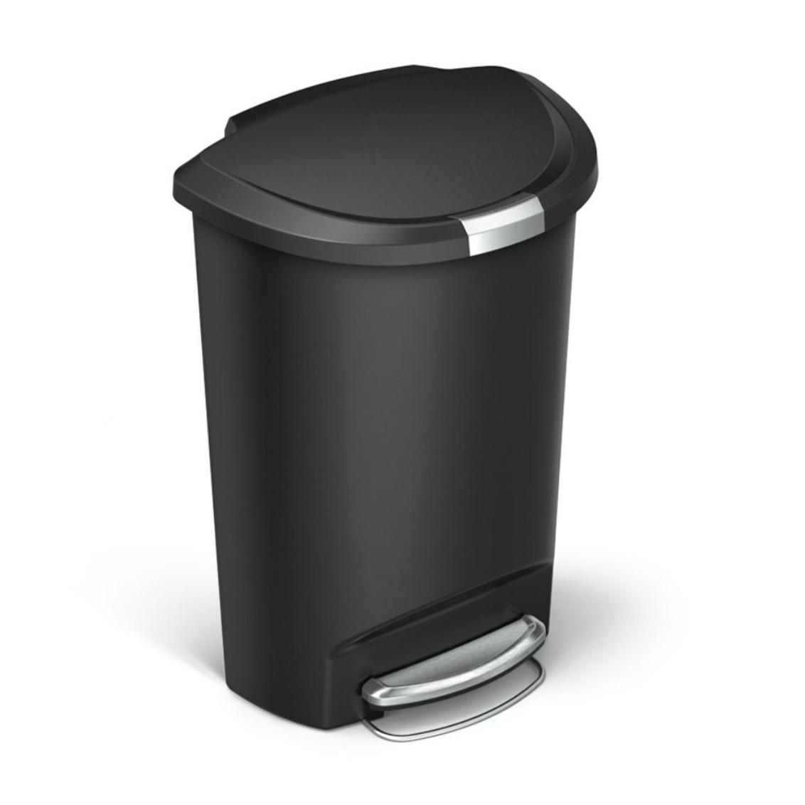 50 Litres Semi-round Step Can Black Plastic