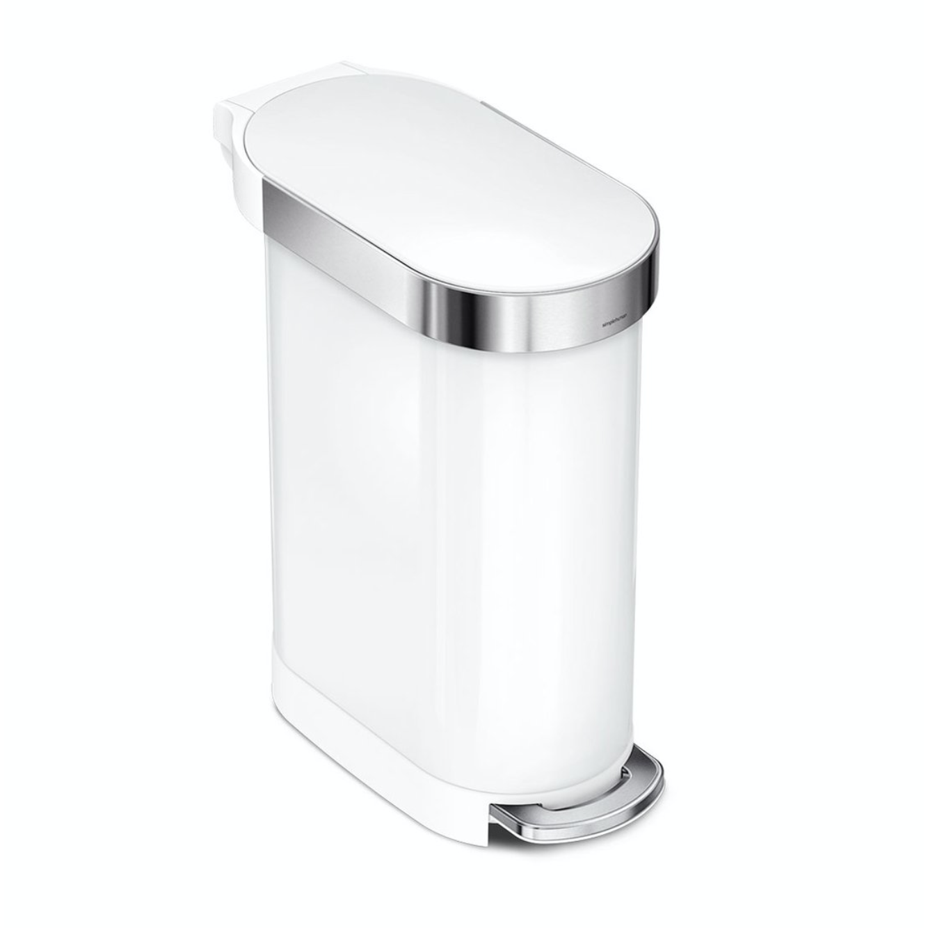 45L Slim Step Can White Stainless Steel
