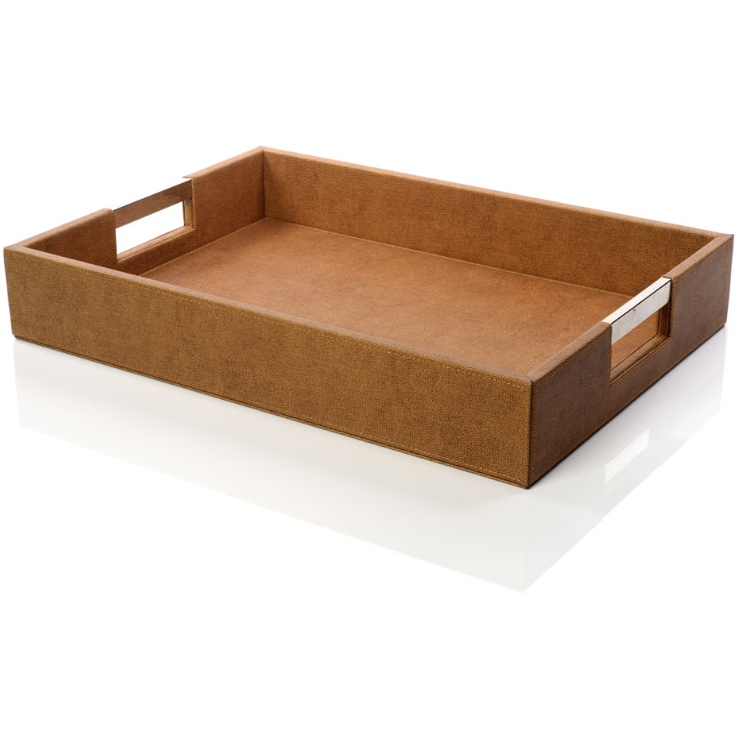 Beige Faux Leather Tray