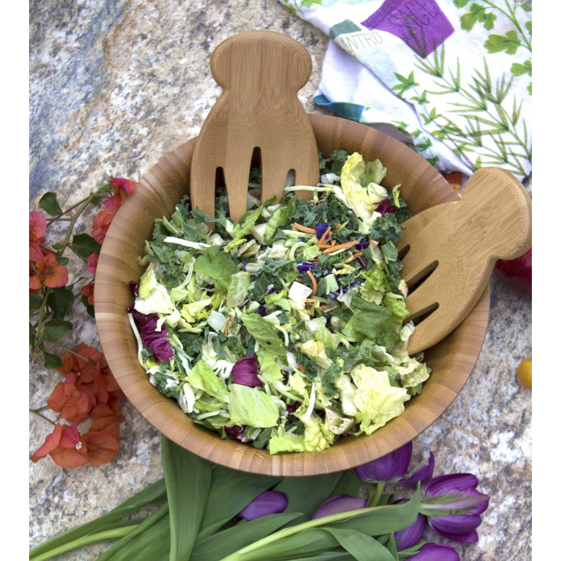 Flared Bamboo Salad Bowl 12"