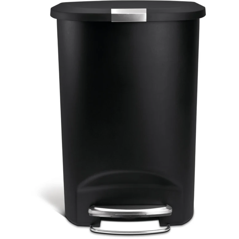 50 Litres Semi-round Step Can Black Plastic