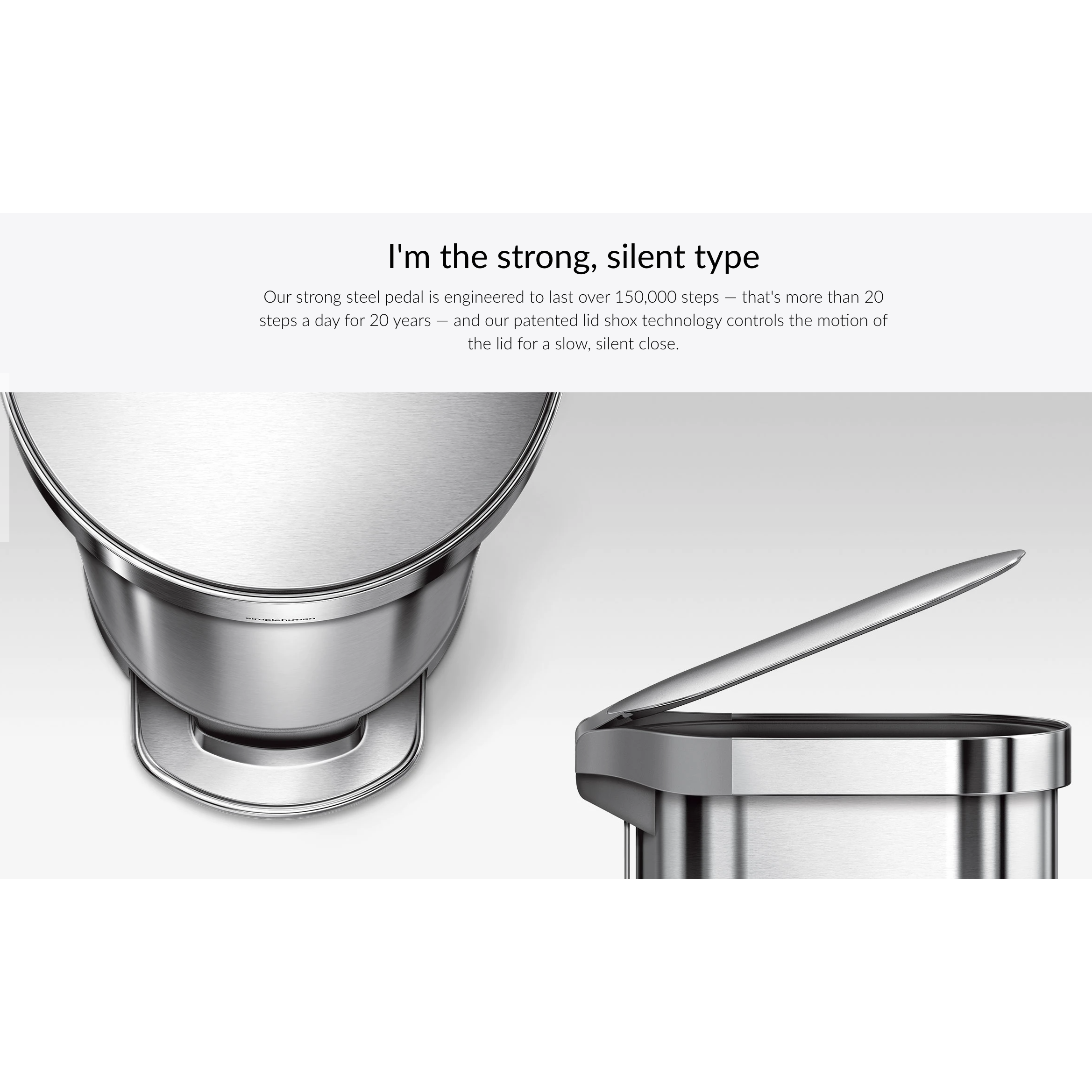 45L Slim Step Can Brushed Stainless Steel with Liner Rim