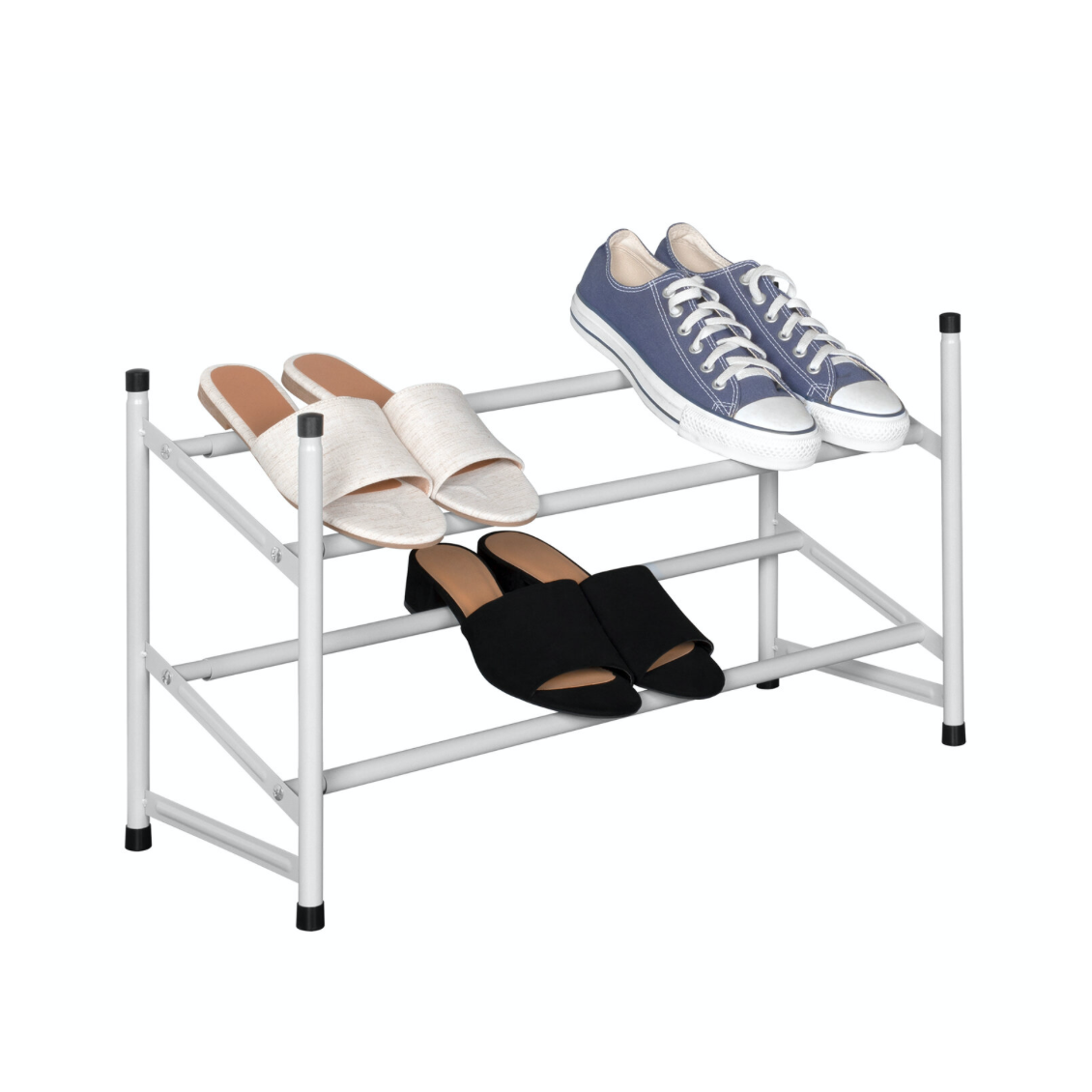 Stacking and expanding shoe rack matte grey