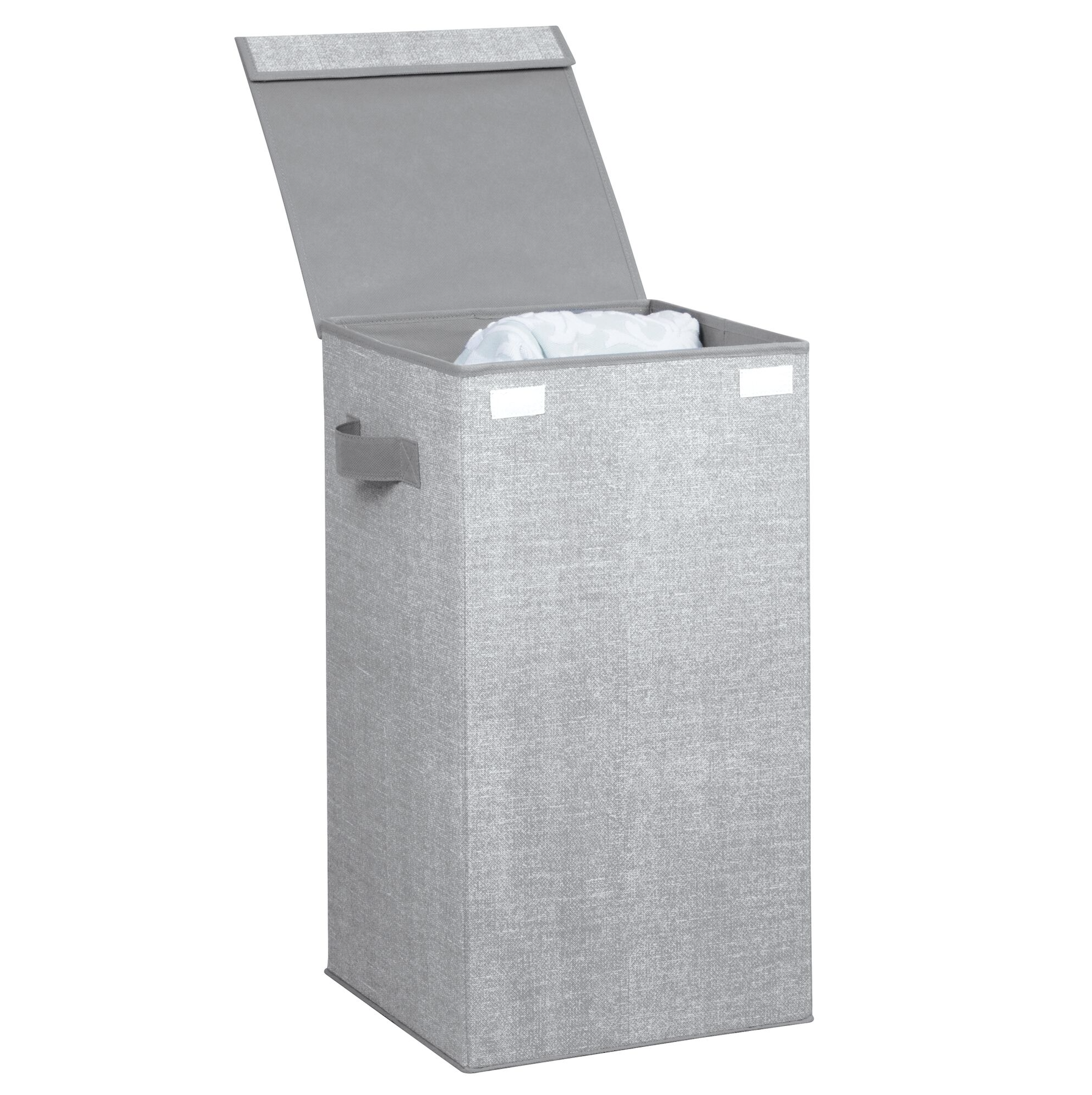 Gray laundry hamper with lid